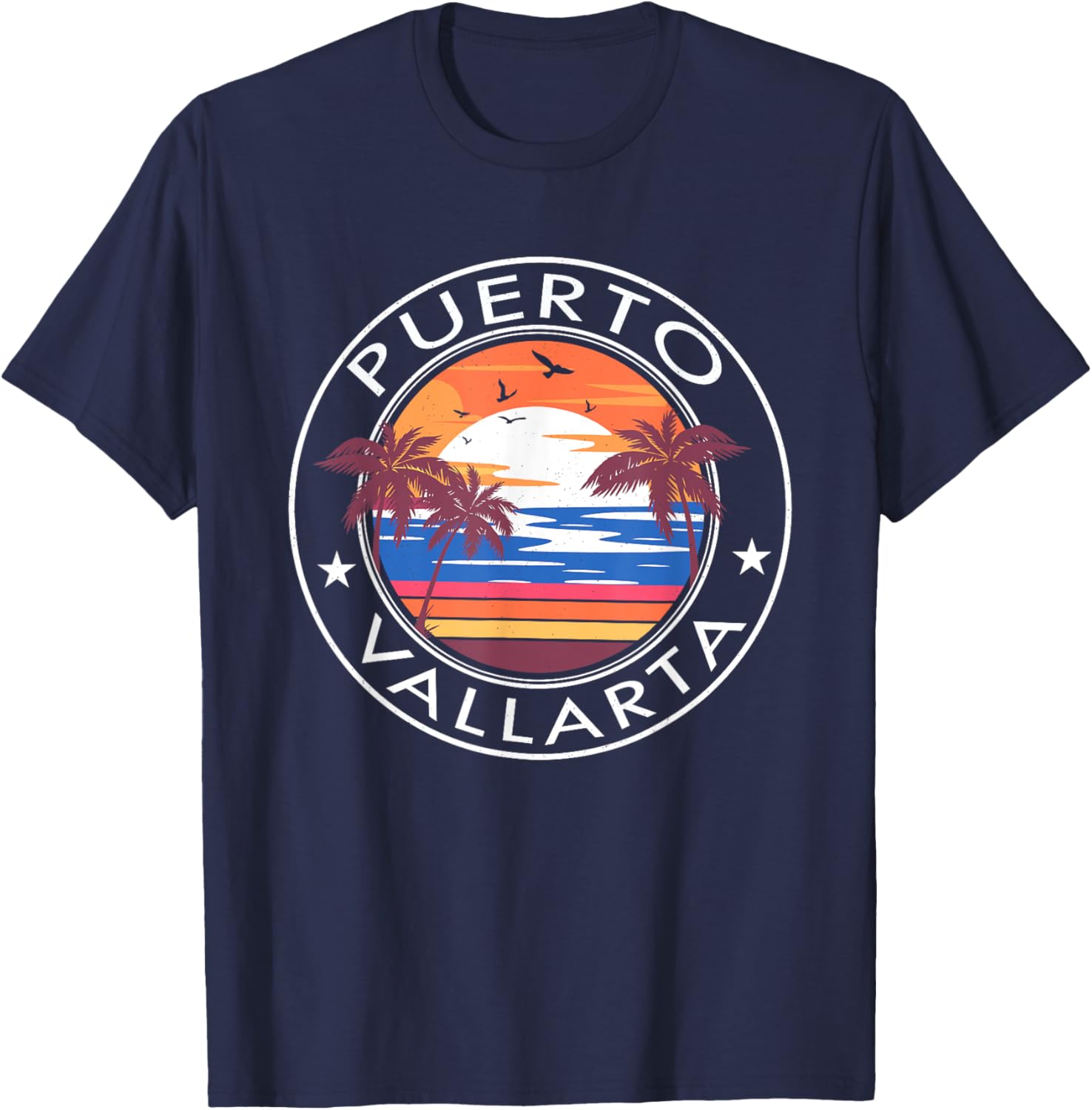 Puerto Vallarta Retro Beach Summer Vacation Trip Family T-Shirt - T-Shirt | Navy