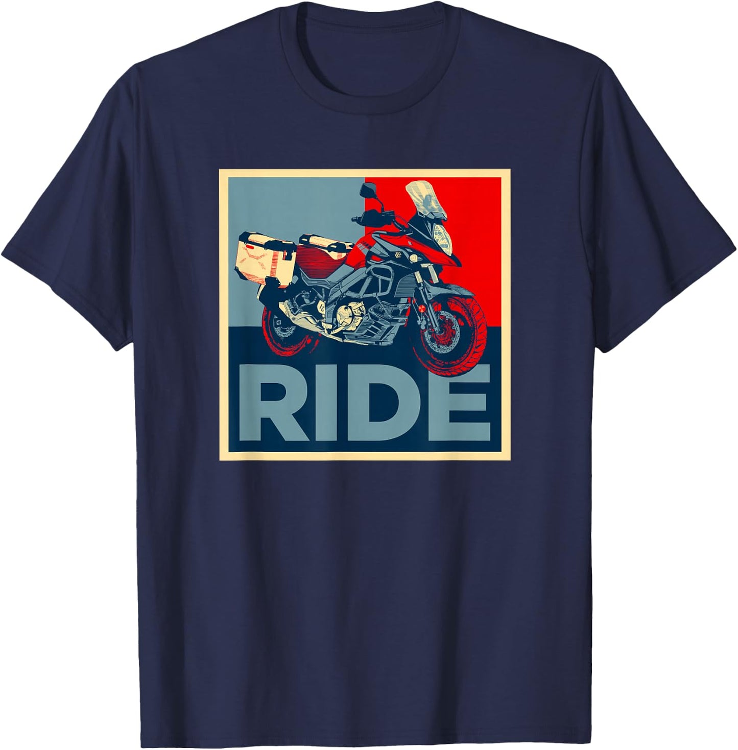 Adventure Dual Sport V-Strom Motorcycle Ride Design T-Shirt - T-Shirt | Navy