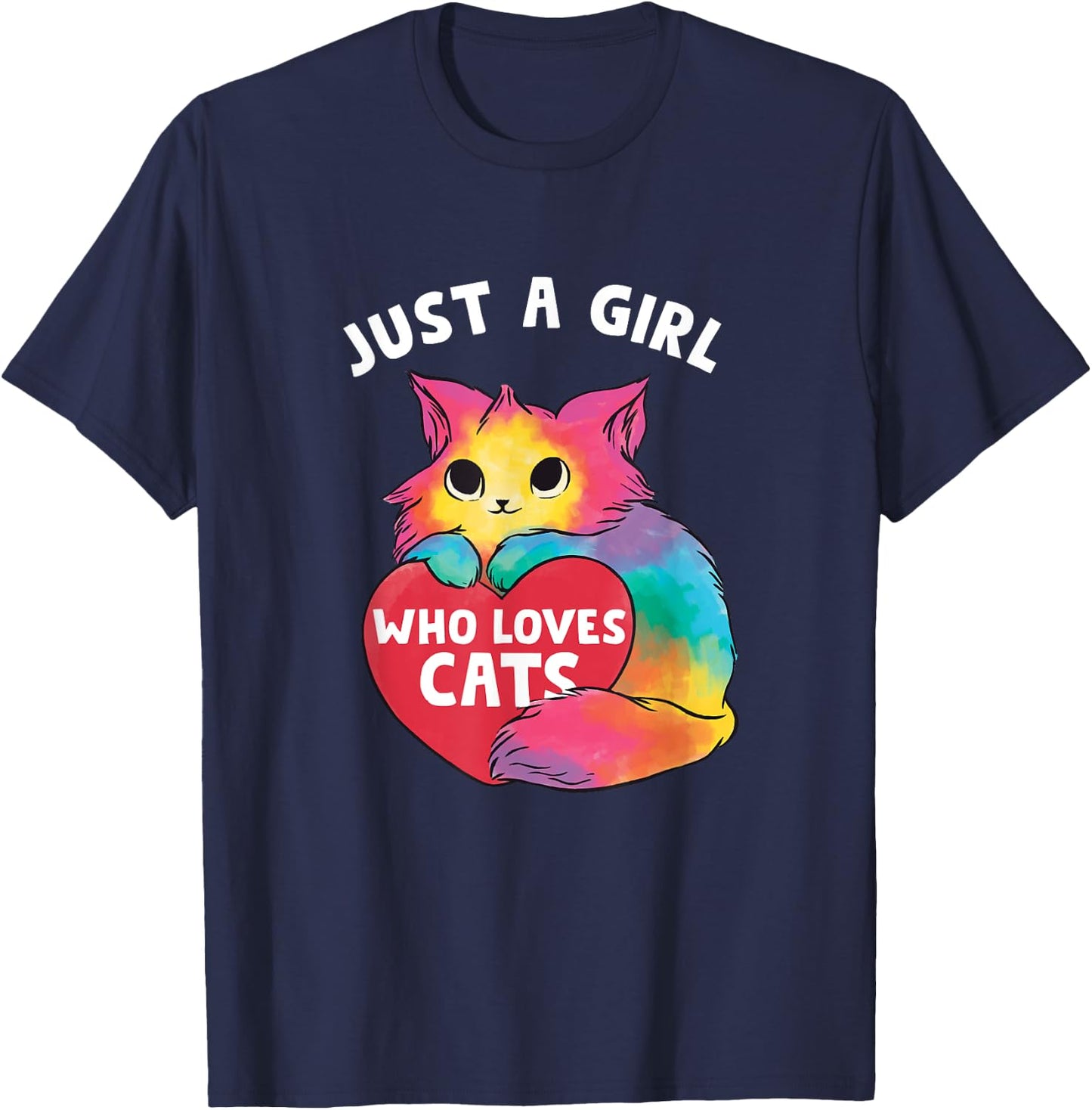 Just a girl who loves cats, cute Cat lover for Girls T-Shirt - T-Shirt | Navy
