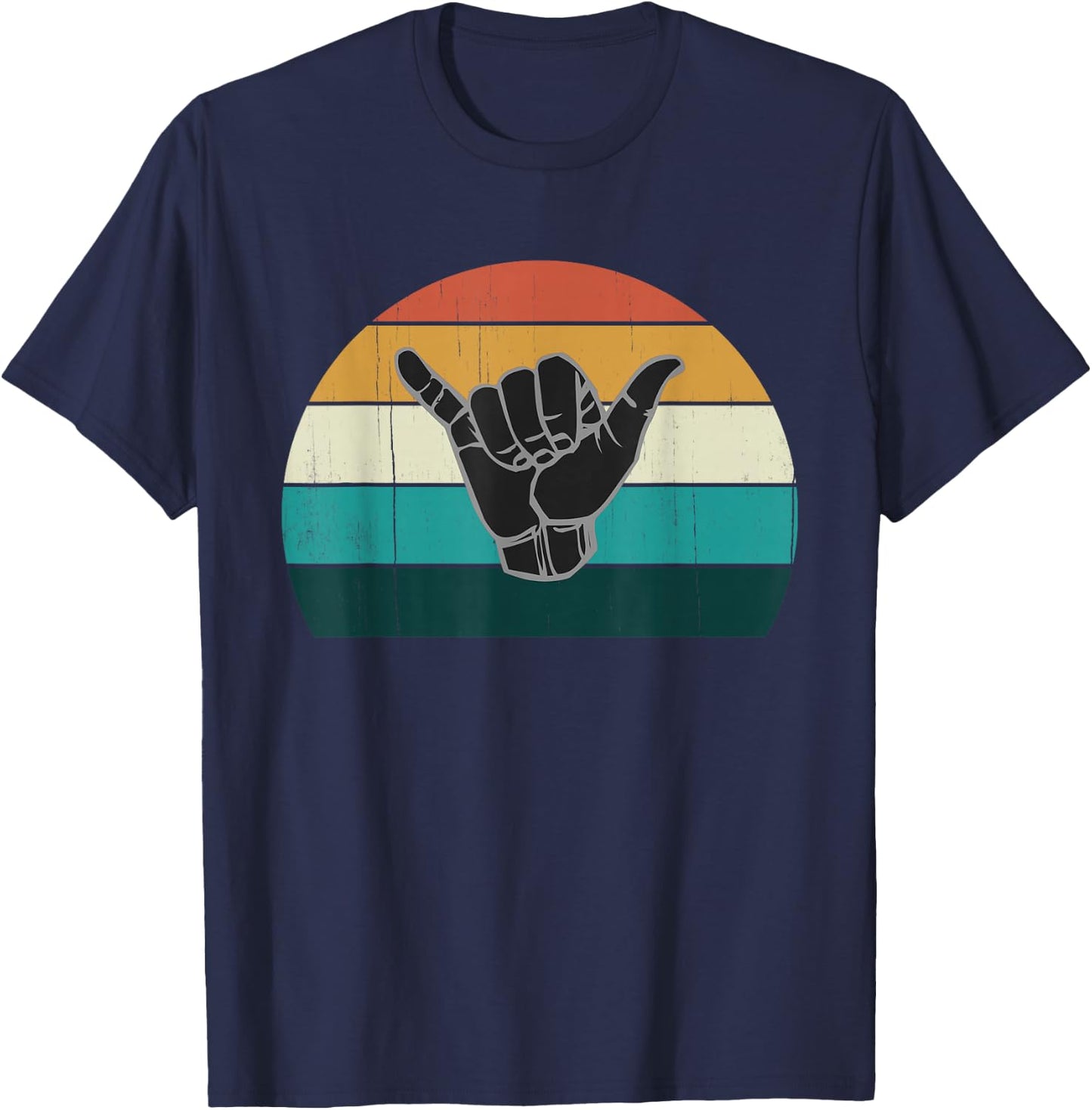 Shaka & Surf Sign - Cool Vintage Surfer/Surfing Gift T-Shirt - T-Shirt | Navy