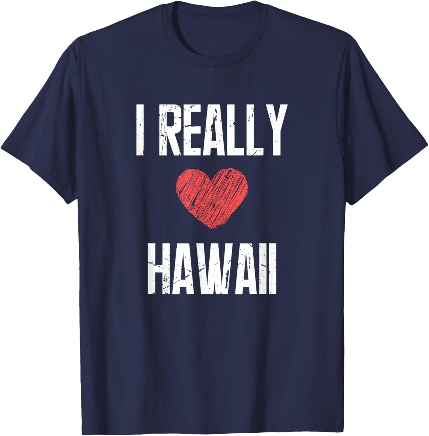 I Really Love Hawaii Heart Retro Style Home State T-Shirt - T-Shirt | Navy