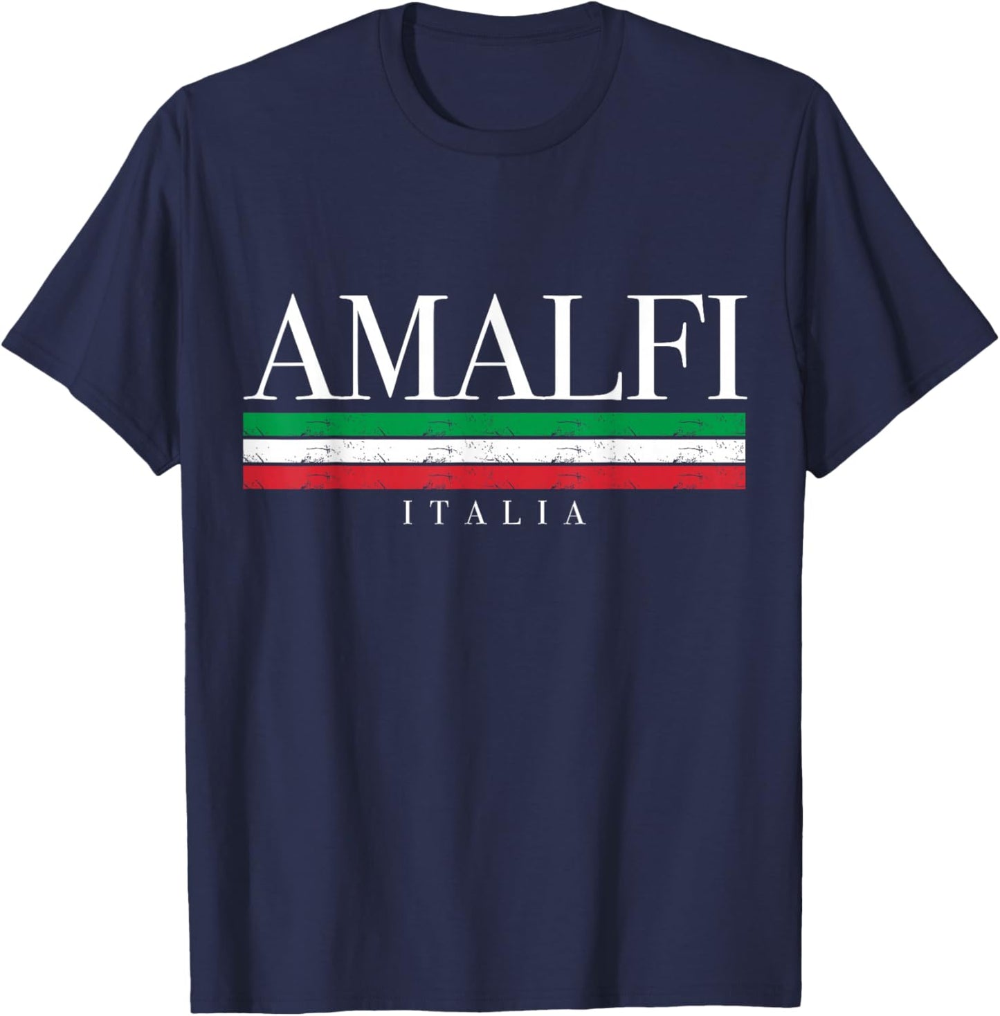 Amalfi Coast Italy Italia Vintage Italian Flag Souvenir T-Shirt - T-Shirt | Navy