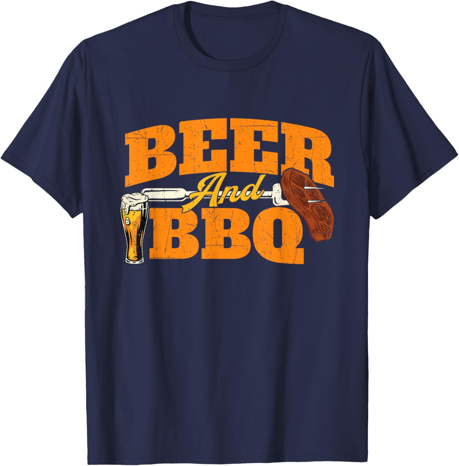 Beer and BBQ - Grilling Grill Pitmaster Barbecue Lover T-Shirt - T-Shirt | Navy