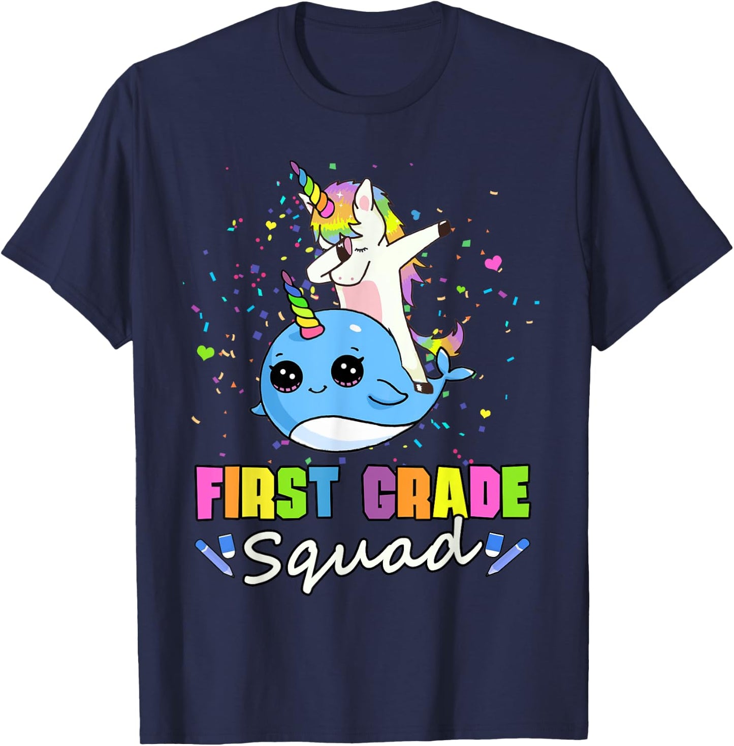 Team 1st Grade Unicorn Narwhal First Grade Squad T-Shirt - T-Shirt | Navy