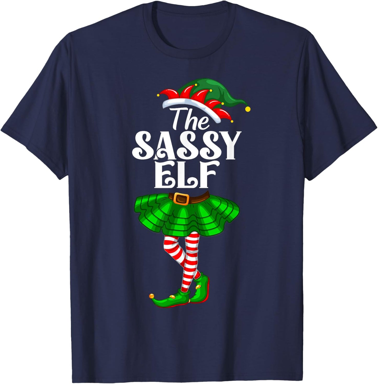 The Sassy Elf Xmas Funny Christmas Matching Family Pajama T-Shirt - T-Shirt | Navy