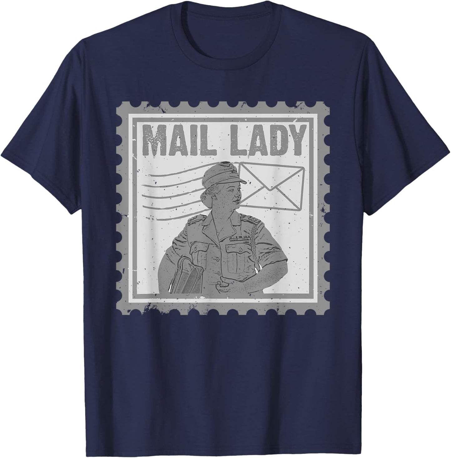 Mail Lady Art Mom Stamp Post Office Postal Worker T-Shirt - T-Shirt | Navy