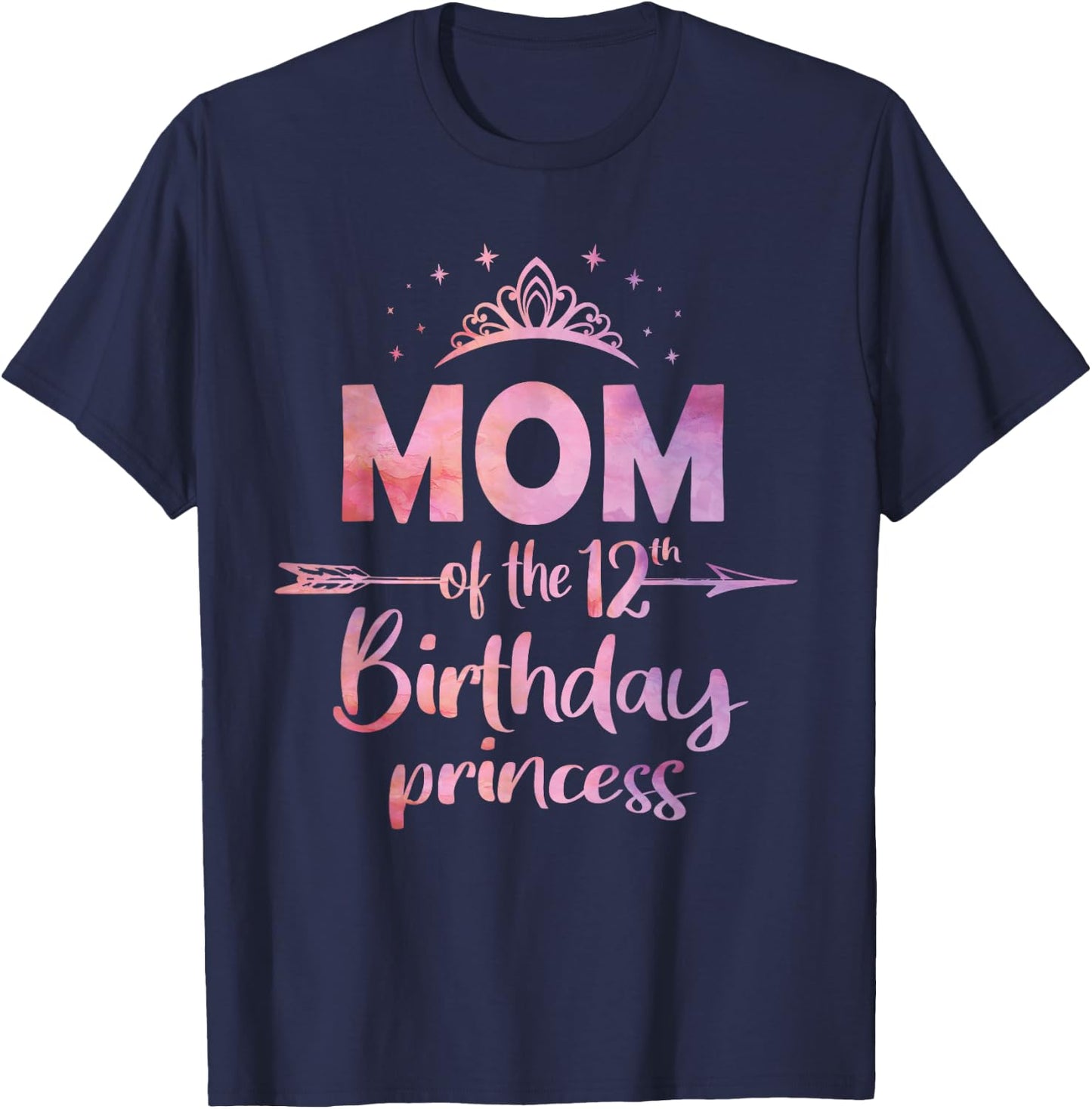 Mom Of The 12th Birthday Princess Girl 12 Years Old B-day T-Shirt - T-Shirt | Navy