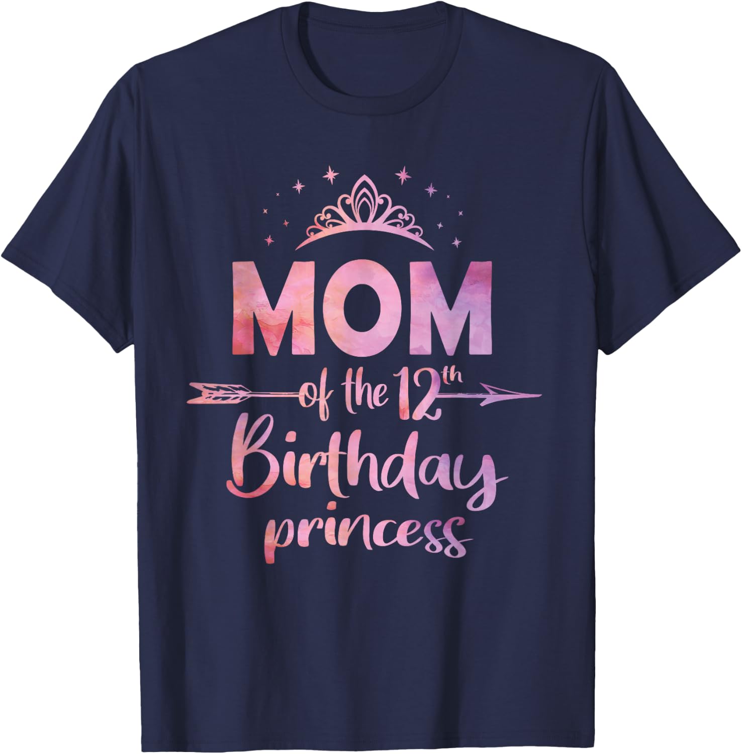 Mom Of The 12th Birthday Princess Girl 12 Years Old B-day T-Shirt - T-Shirt | Navy