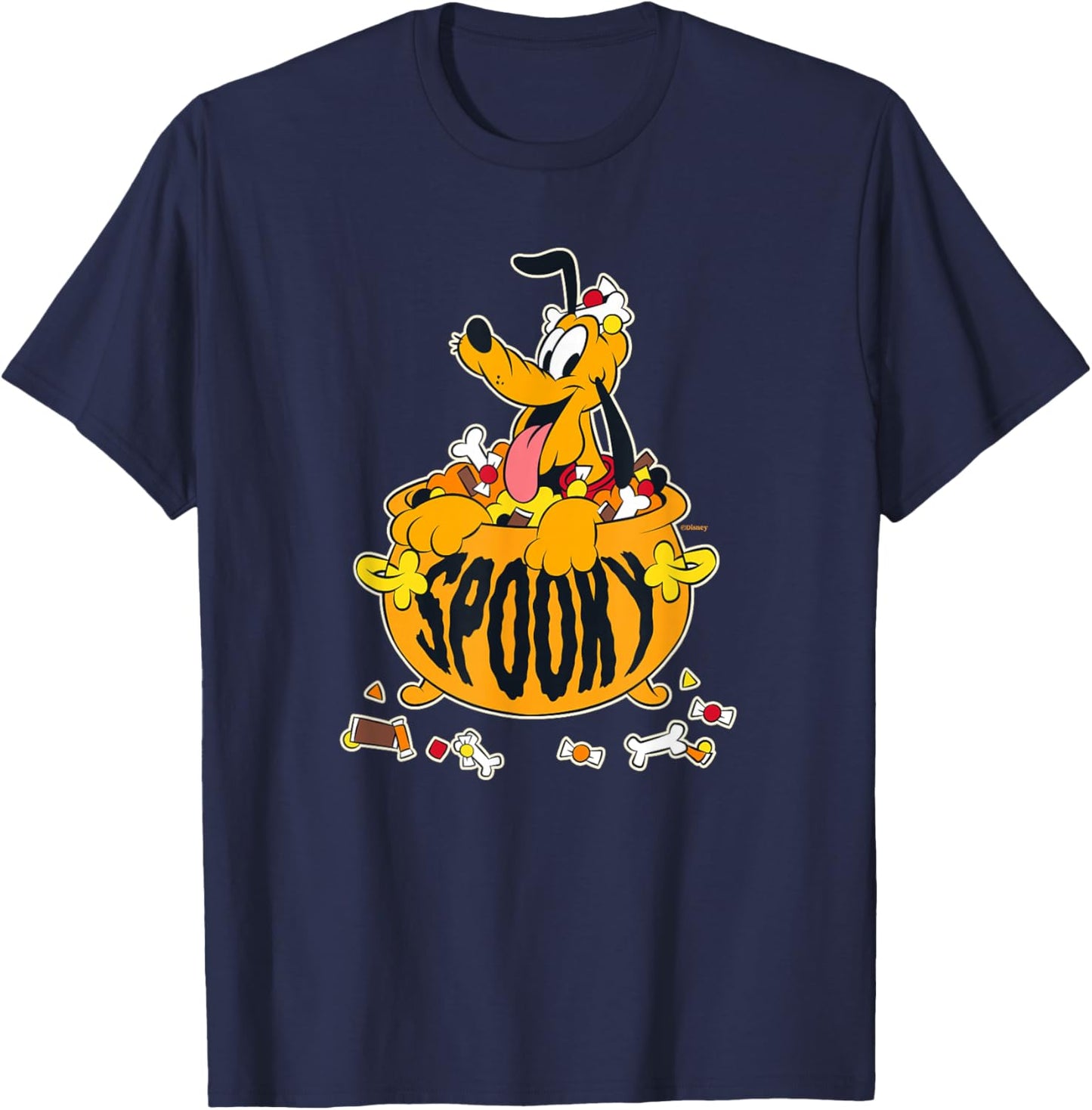 Disney Pluto Happy Halloween Spooky Cauldron with Candy T-Shirt - T-Shirt | Navy