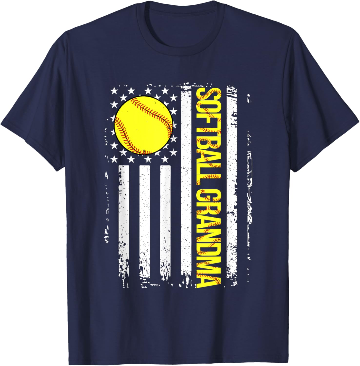 Softball Grandma American Flag Vintage ic Game Day Men T-Shirt - T-Shirt | Navy