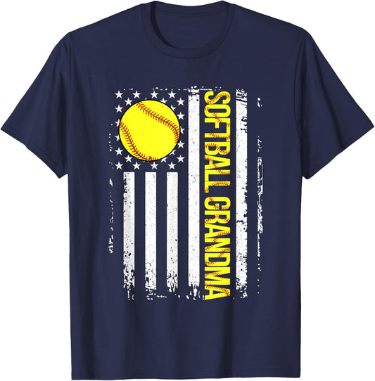 Softball Grandma American Flag Vintage ic Game Day Men T-Shirt - T-Shirt | Navy
