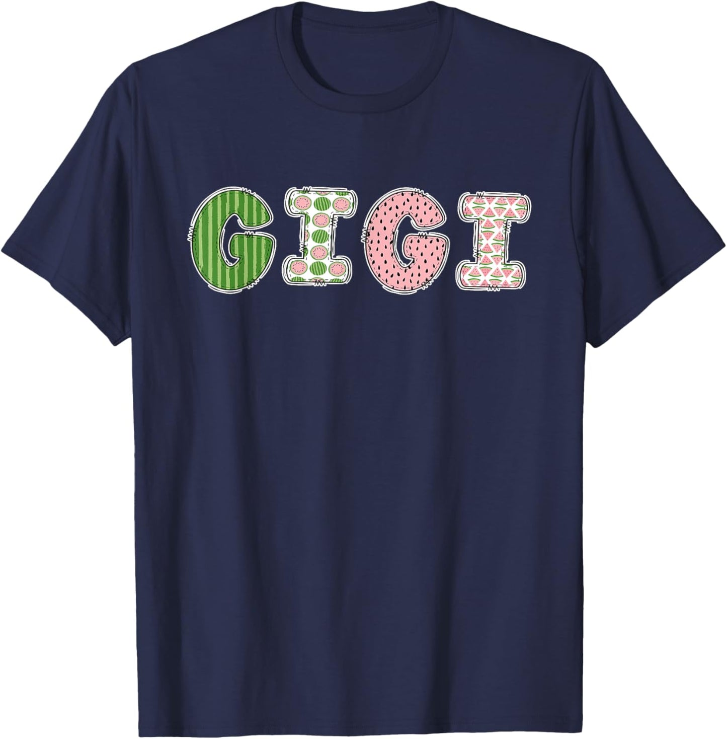 Retro Watermelon Gigi Birthday Party T-Shirt - T-Shirt | Navy