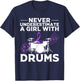 Funny Drummer Art For Girls Women Drumming Drum Set Drummer T-Shirt - T-Shirt | Navy