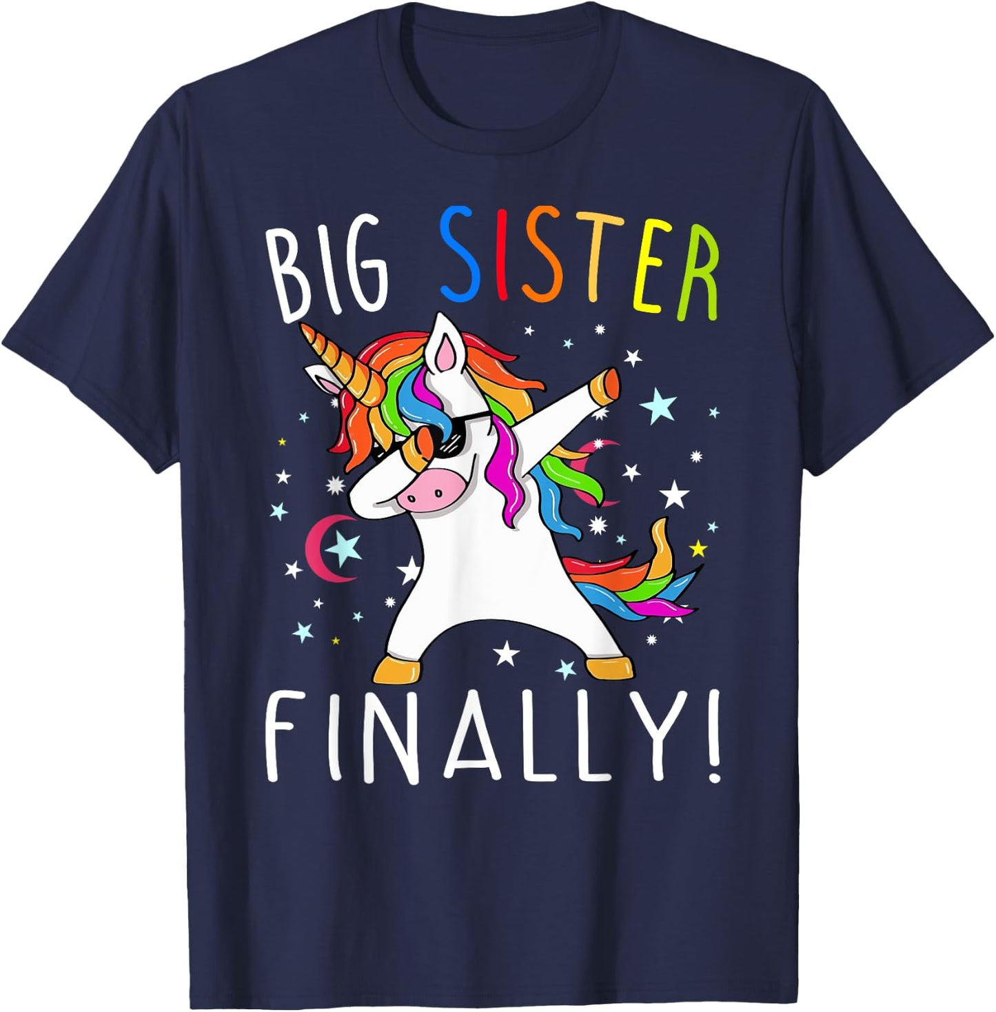 Big Sister Finally Unicorn Shirt - Unicorn shirt for Girl T-Shirt - T-Shirt | Navy