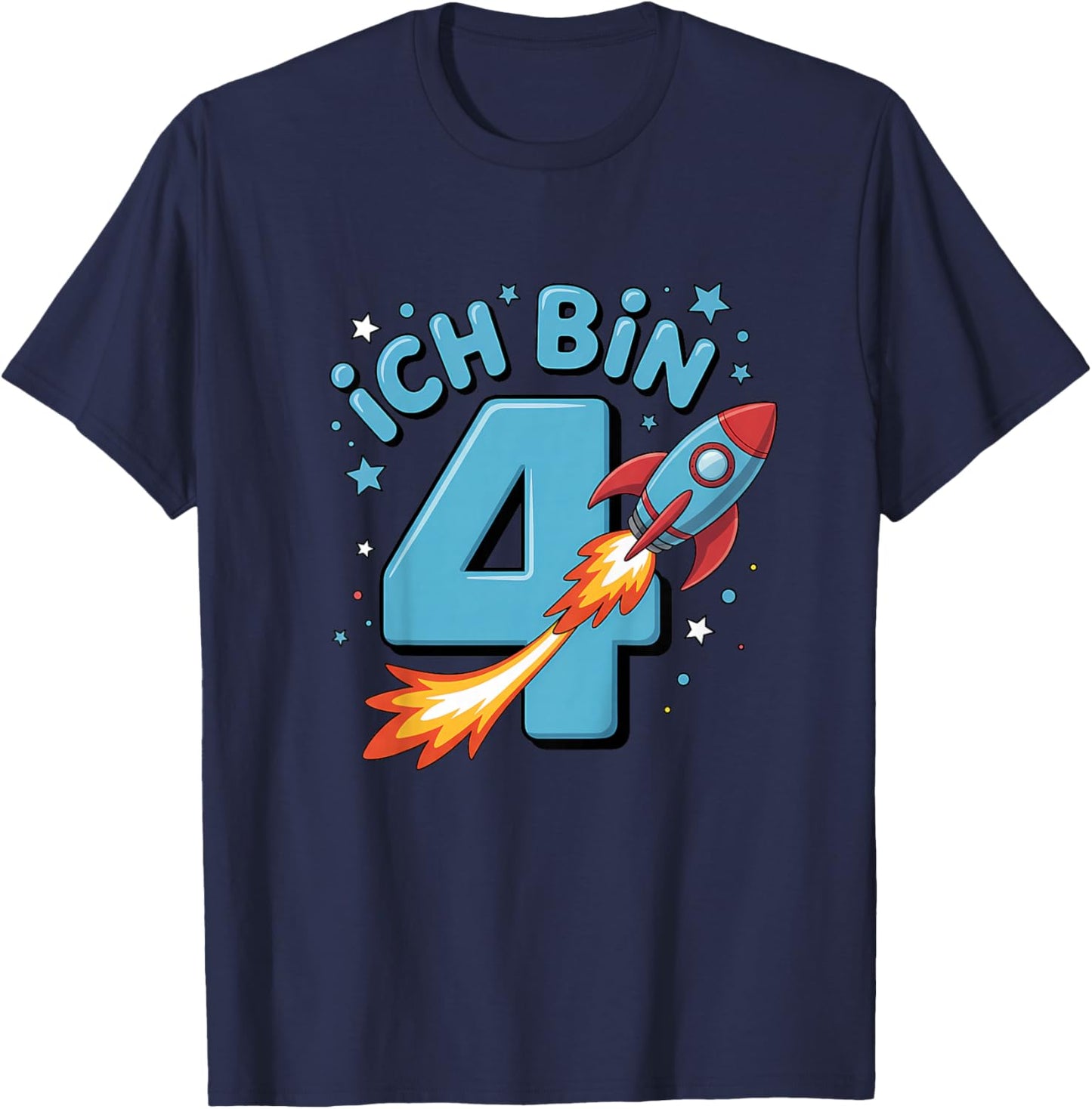 Ich Bin 4 Rakete Geburtstag 4. Geburtstag Junge Weltall T-Shirt - T-Shirt | Navy