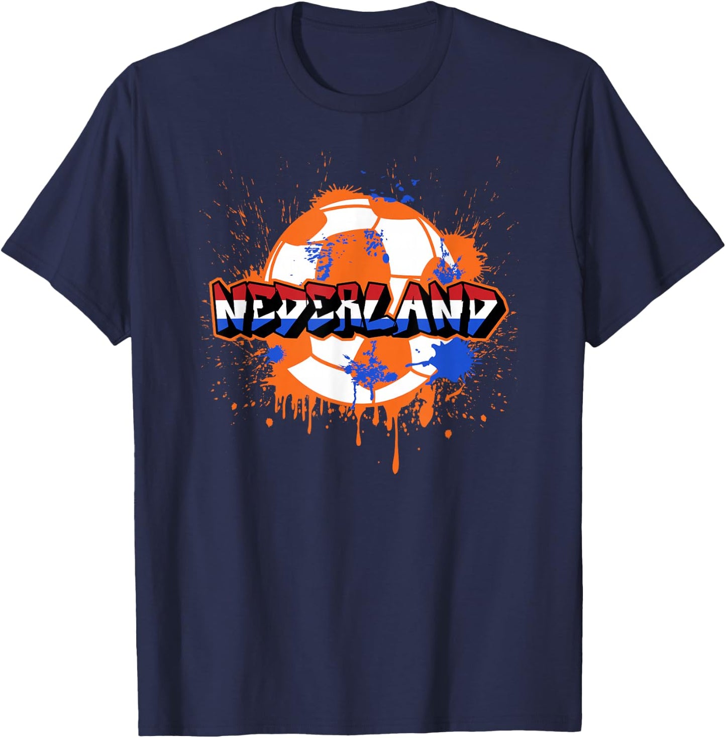 Netherlands Soccer Street Art Splatter Dutch Nederland Flag T-Shirt - T-Shirt | Navy
