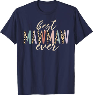 Best Mawmaw Ever Gifts Leopard Print Mother's Day T-Shirt - T-Shirt | Navy