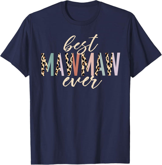 Best Mawmaw Ever Gifts Leopard Print Mother's Day T-Shirt - T-Shirt | Navy