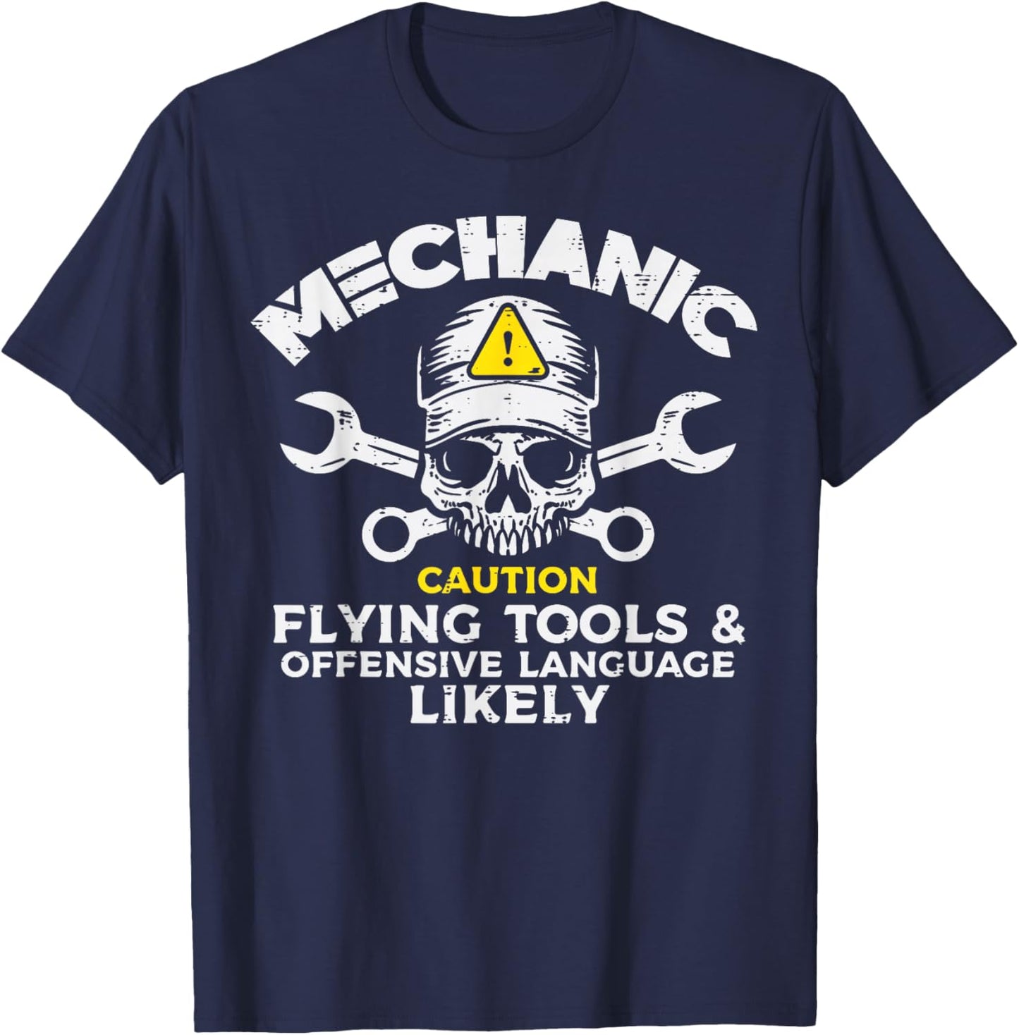 Mechanic Flying Tools Wrench Funny Car Auto Garage Men Dad T-Shirt - T-Shirt | Navy