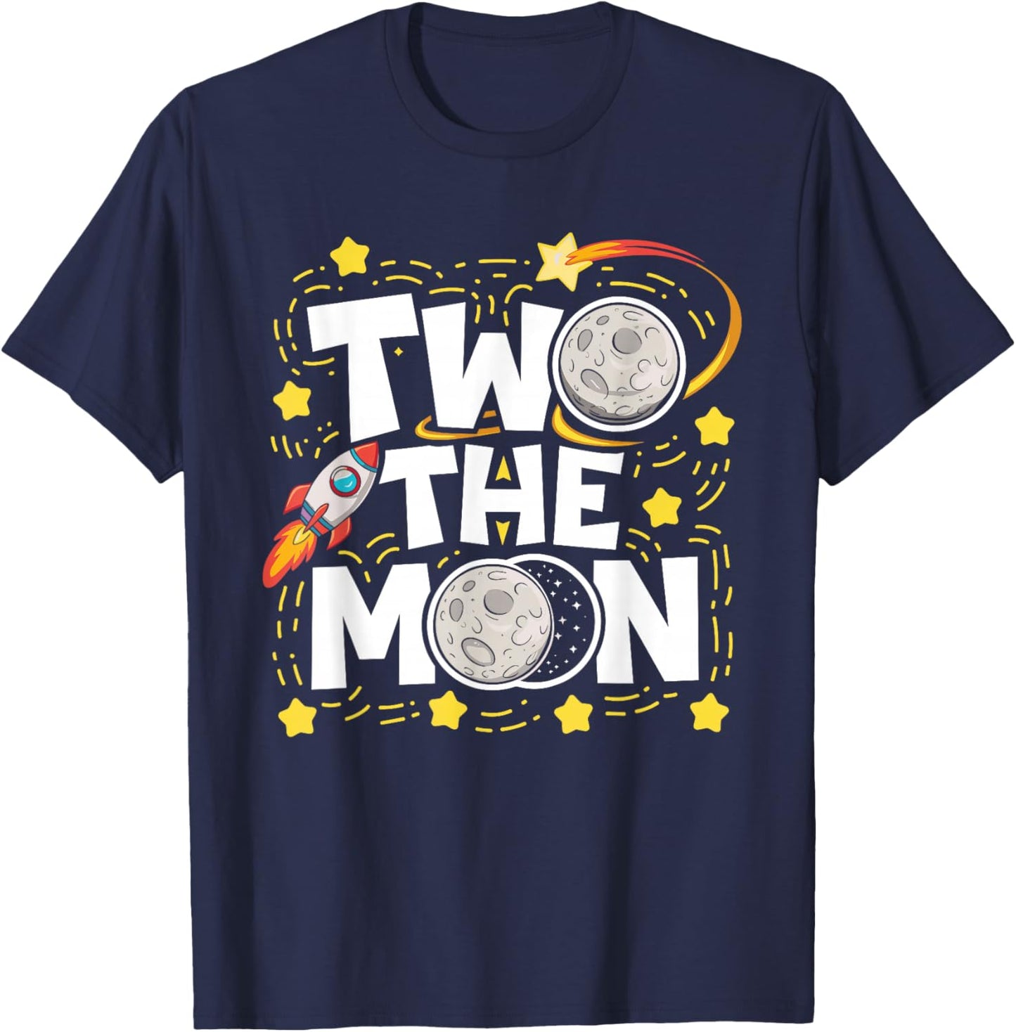 Two The Moon 2nd Birthday Girl Boy 2 Year Old Toddler T-Shirt - T-Shirt | Navy