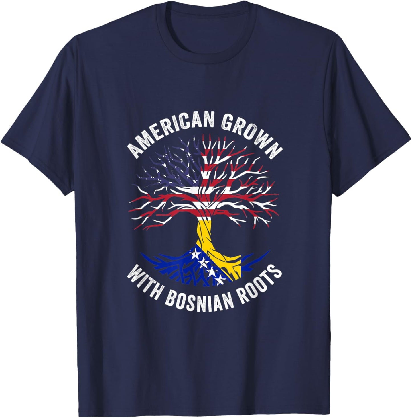 USA American Grown With Bosnian Roots Bosnia and Herzegovina T-Shirt - T-Shirt | Navy