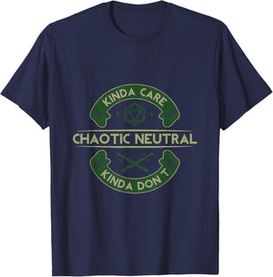 Kinda Care Kinda Dont Chaotics Neutral T-Shirt - T-Shirt | Navy
