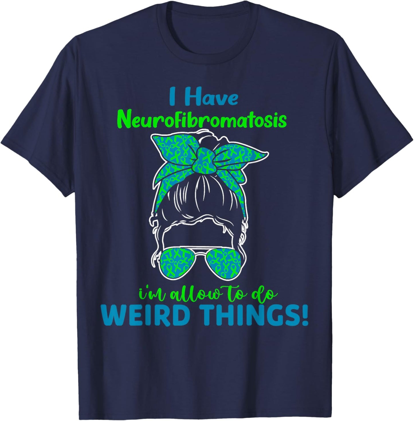 Green Ribbon Nf1 Neurofibromatosis Awareness Women NF1 T-Shirt - T-Shirt | Navy