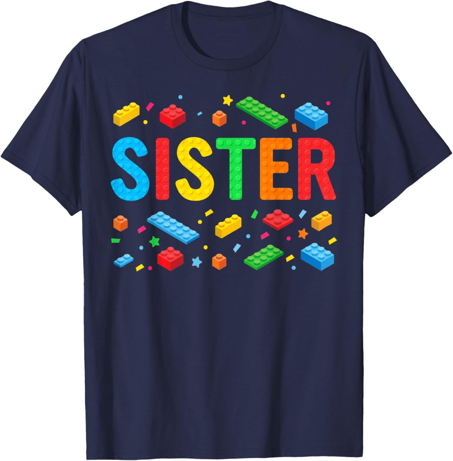Sister Master Builder Building Bricks Blocks Family Matching T-Shirt - T-Shirt | Navy