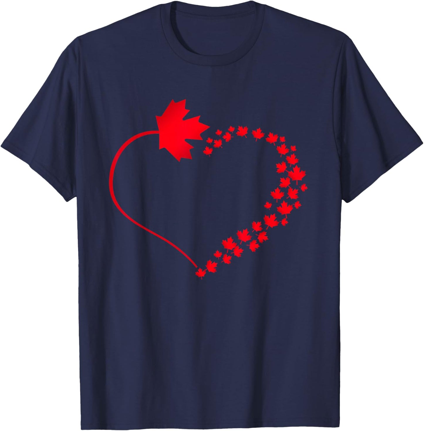 Maple Leaf Heart Canada Pride Vacation Travel Canadian Gift T-Shirt - T-Shirt | Navy
