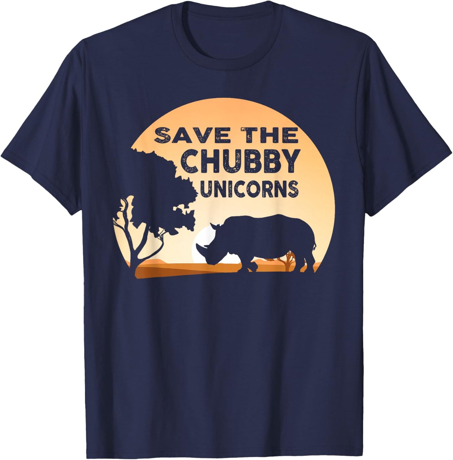 Save The Chubby Unicorns Fat Rhino Funny T-Shirt - T-Shirt | Navy