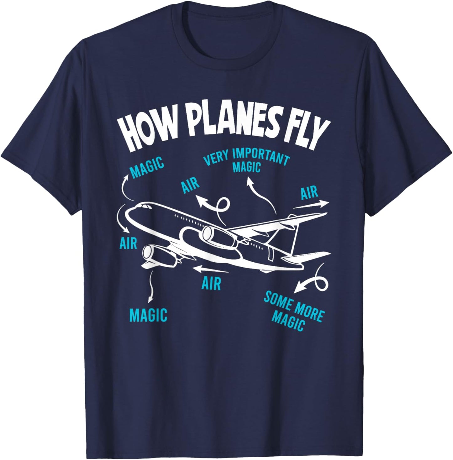 How Planes Fly Funny Aerospace Engineer Engineering T-Shirt - T-Shirt | Navy