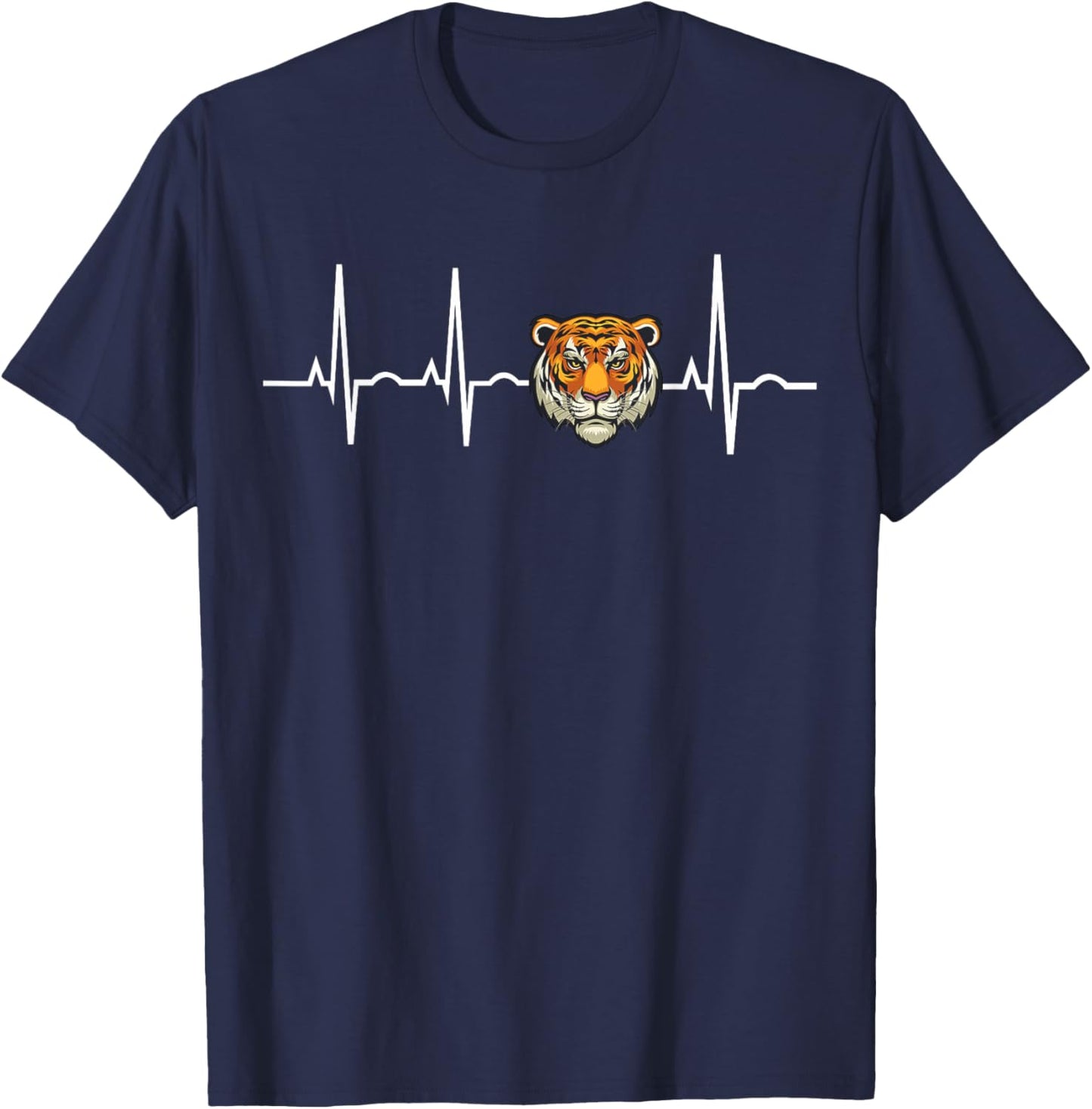 Tiger Heartbeat Love Tiger EKG Heart Idea for Tiger lover T-Shirt - T-Shirt | Navy