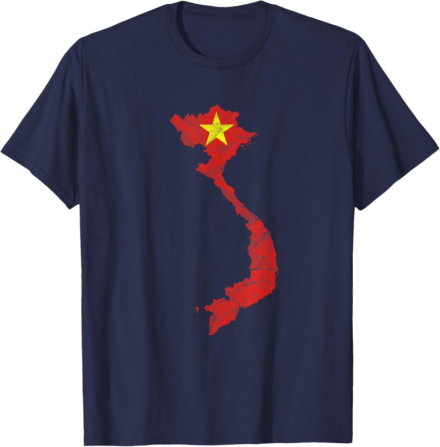 Vietnamese Flag Outline Holiday Travel Asia Vietnam T-Shirt - T-Shirt | Navy