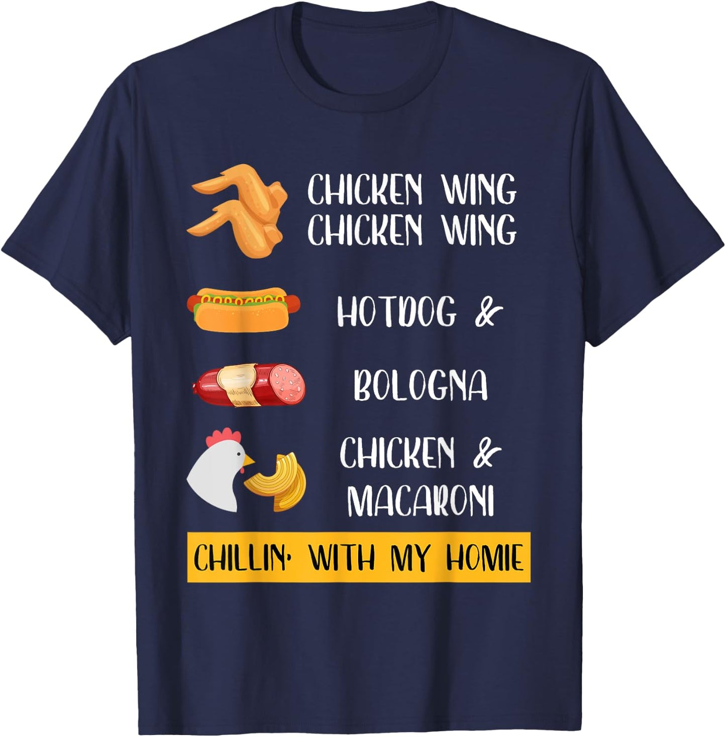 Chicken Wing Chicken Wing Hotdog and Bologna Shirt Kids, Men T-Shirt - T-Shirt | Navy