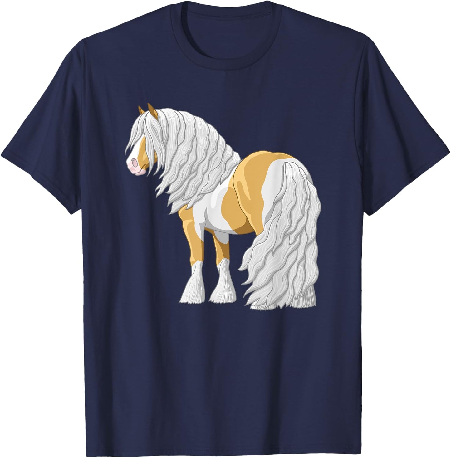 Palomino Pinto Skewbald Gypsy Vanner Irish Cob Draft Horse T-Shirt - T-Shirt | Navy