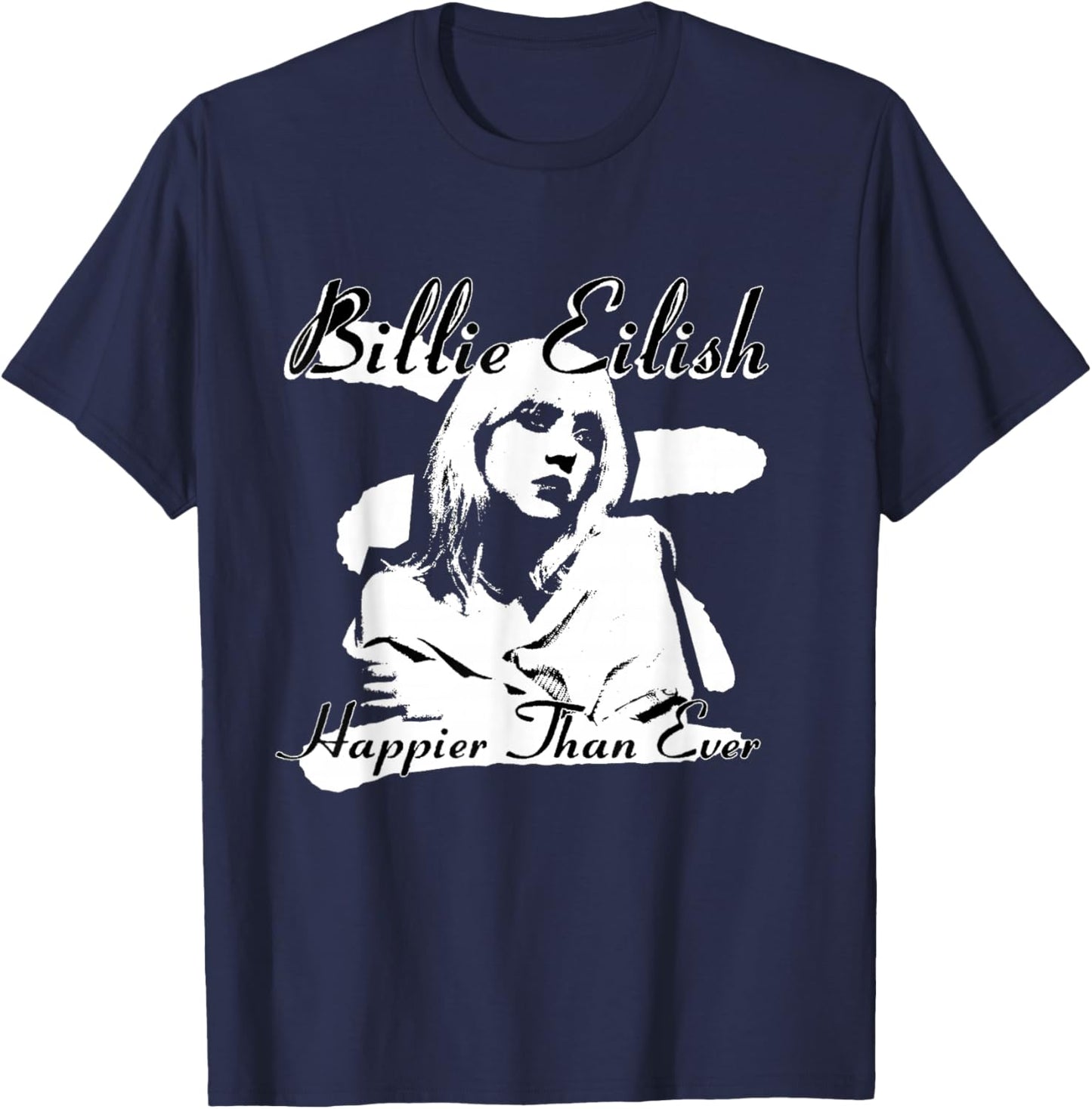 Official Billie Eilish Happier Than Ever Black T-Shirt - T-Shirt | Navy