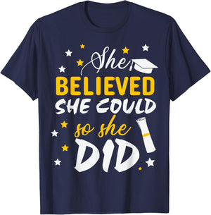 She Believed She Could So She Did Graduation Class 2026 T-Shirt - T-Shirt | Navy