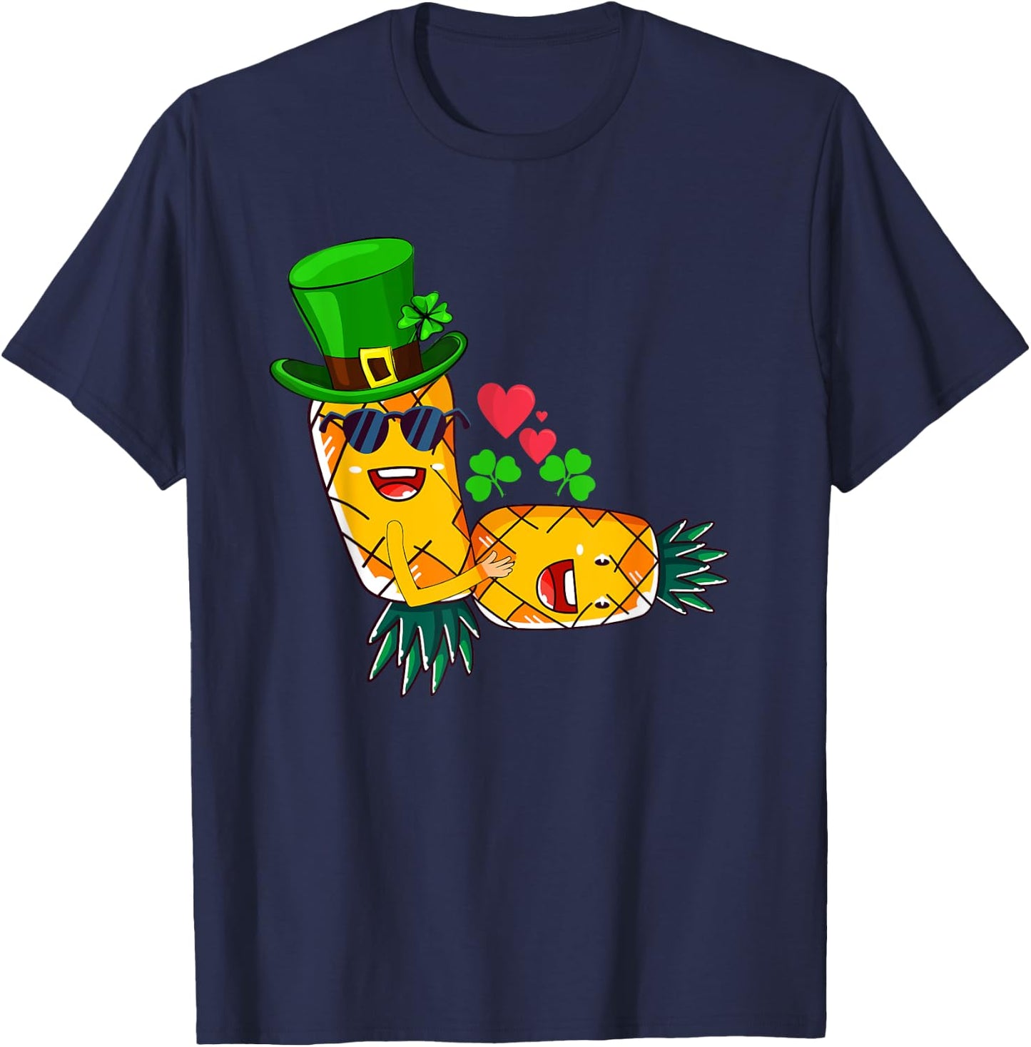 Irish Swinger Upside Down Pineapple Making Love Shamrock Hat T-Shirt - T-Shirt | Navy