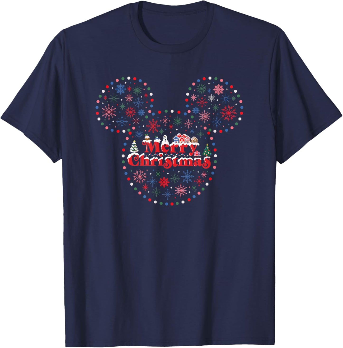 Disney Mickey Mouse Icon Holiday Lights Merry Christmas T-Shirt - T-Shirt | Navy