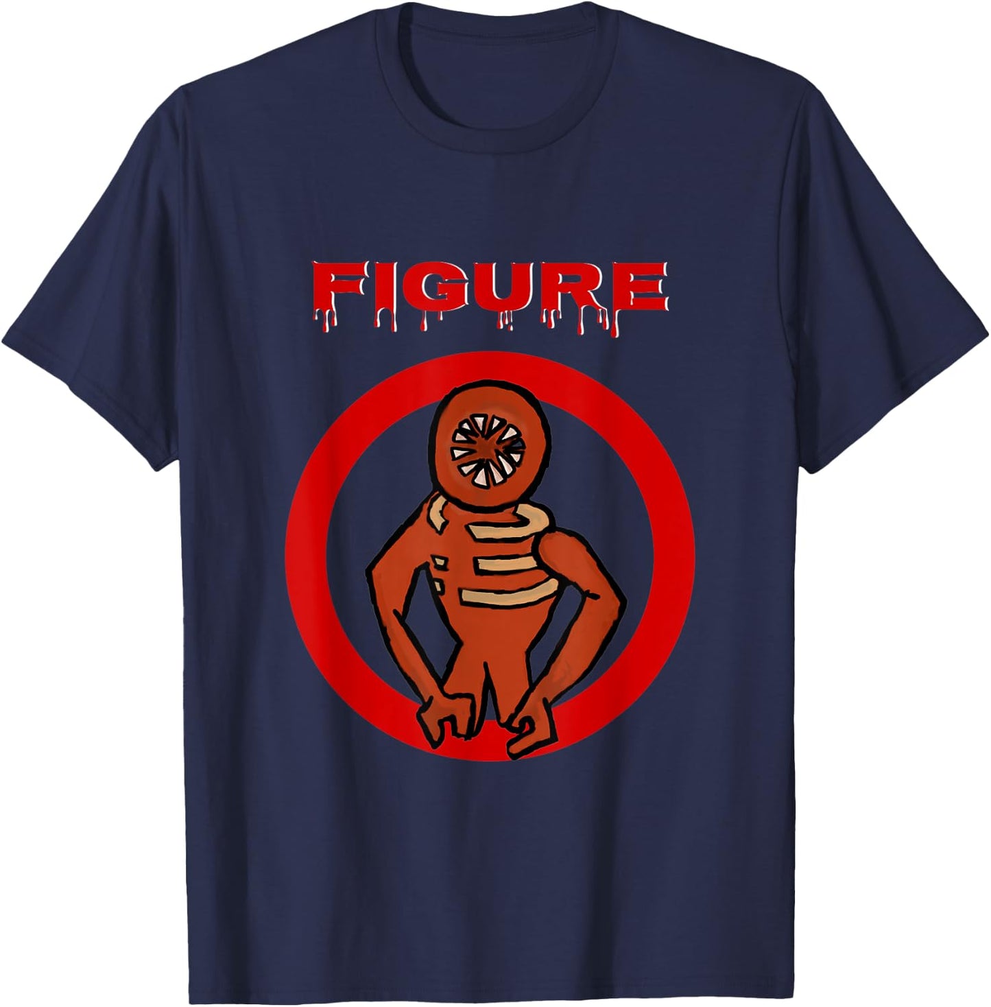 2022 Black Monster Horror Game Doors Figure T-Shirt - T-Shirt | Navy