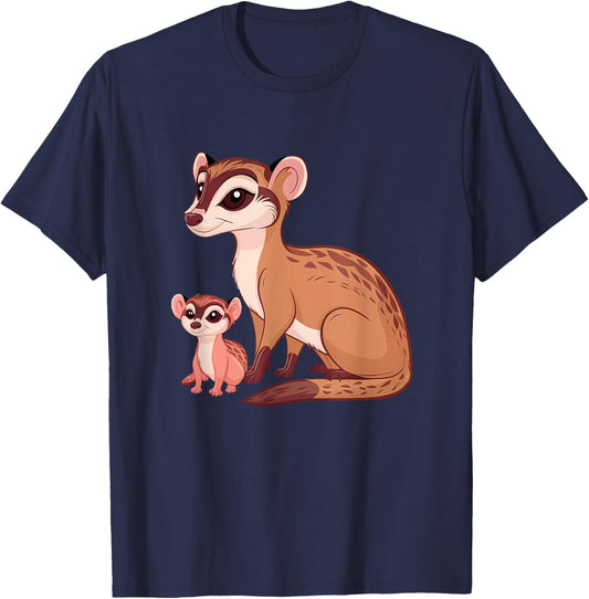 Beautiful Mongoose Mom and Her Cute Baby Mothers Day T-Shirt - T-Shirt | Navy