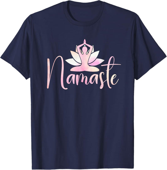 Namaste Lotus Flower Meditation Yoga T-Shirt - T-Shirt | Navy