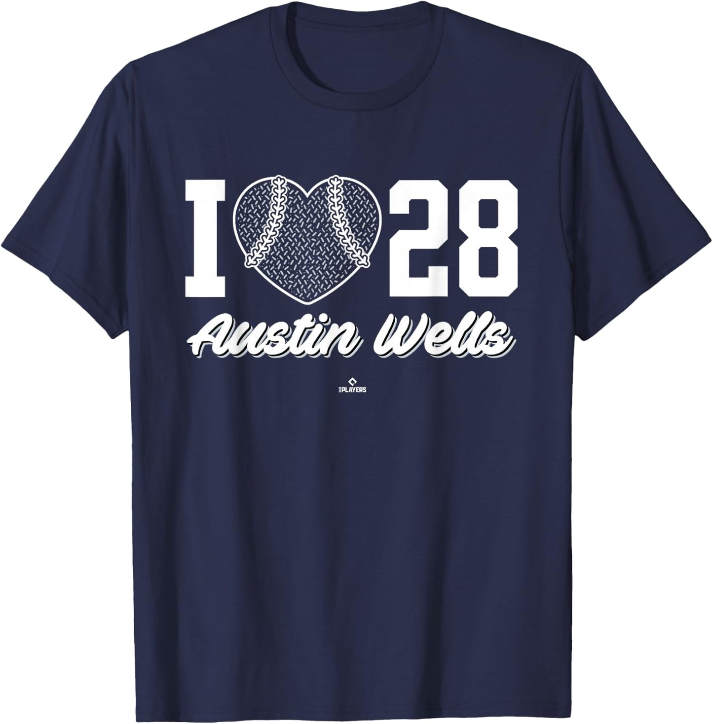 I Heart Baseball Austin Wells New York Baseball MLBPA T-Shirt - T-Shirt | Navy