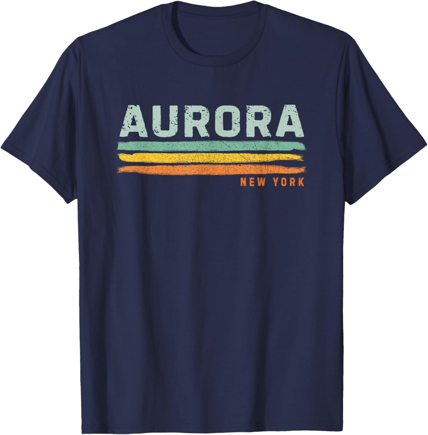Vintage Stripes Aurora NY T-Shirt - T-Shirt | Navy