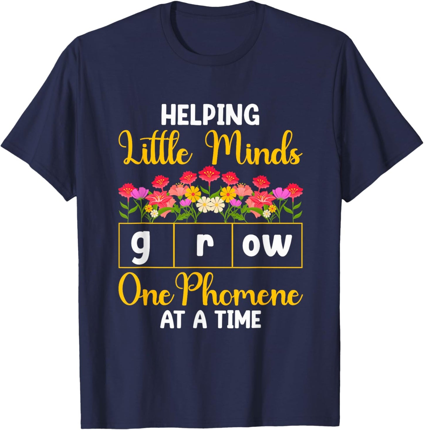 Science of Reading Helping Little Minds Grow Phonics T-Shirt - T-Shirt | Navy