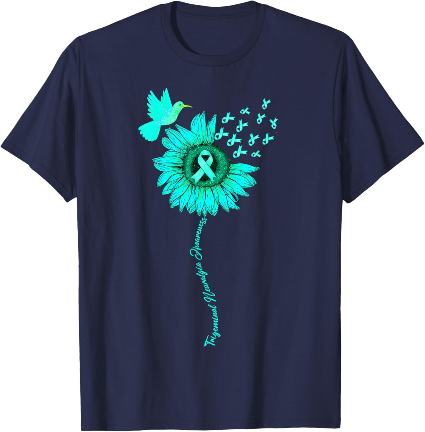 Trigeminal Neuralgia Awareness Sunflower T-Shirt - T-Shirt | Navy