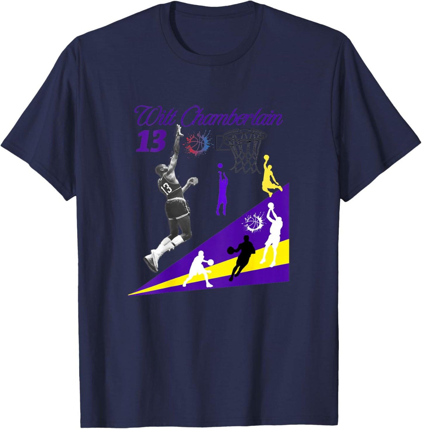 Wilt Chamberlain_NBA_001_Back Printed T-Shirt - T-Shirt | Navy