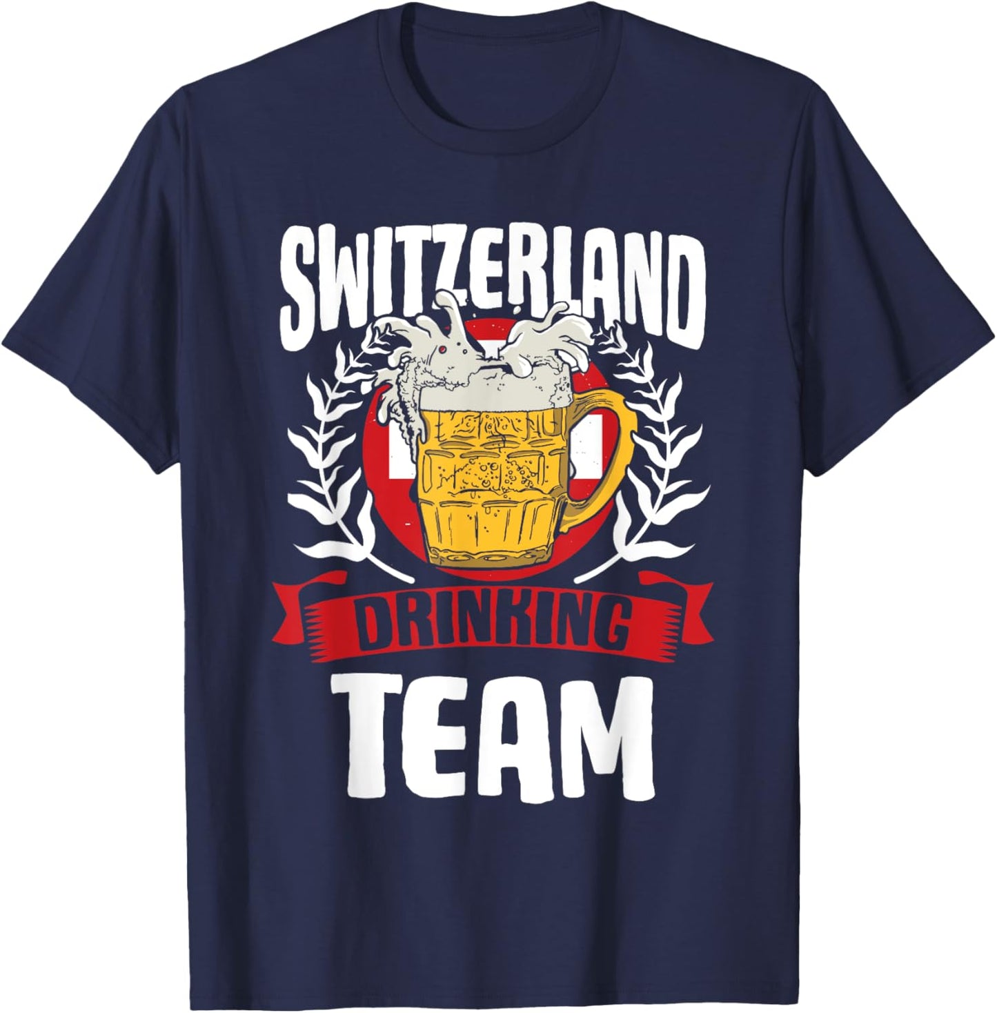 Switzerland Drinking Team Helvetia Swiss Flag Beer Lover T-Shirt - T-Shirt | Navy