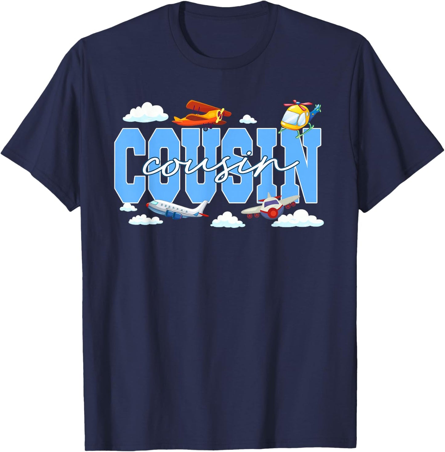 Cousin Birthday Boy Airplane Theme Family Matching Party T-Shirt - T-Shirt | Navy