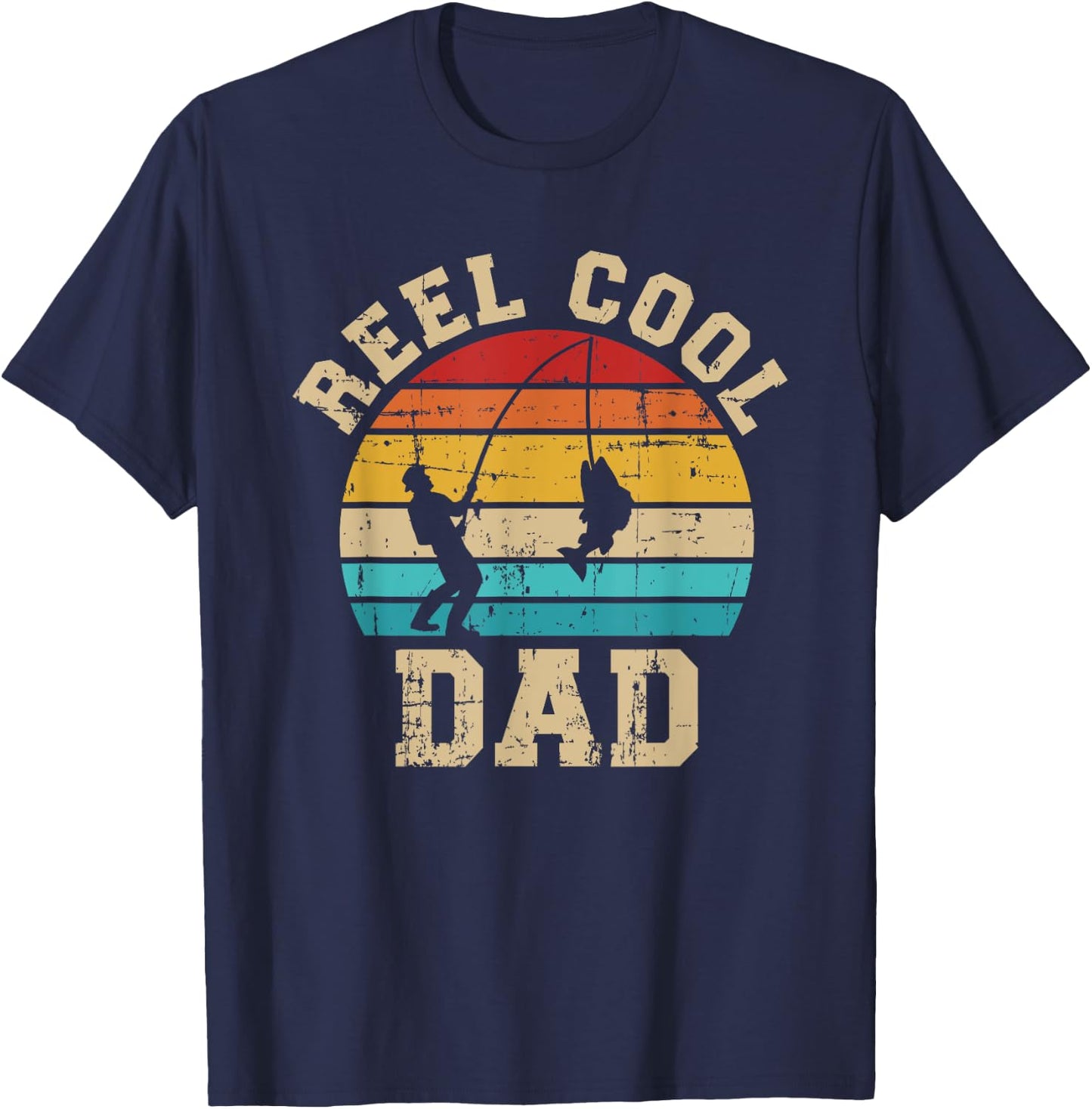 Reel cool dad fishing vintage retro T-Shirt - T-Shirt | Navy